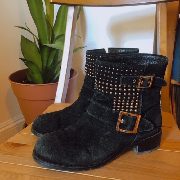 Carlo Pazolini Shoes - Carlo Pazolini gold studded suede ankle boots 7 BT